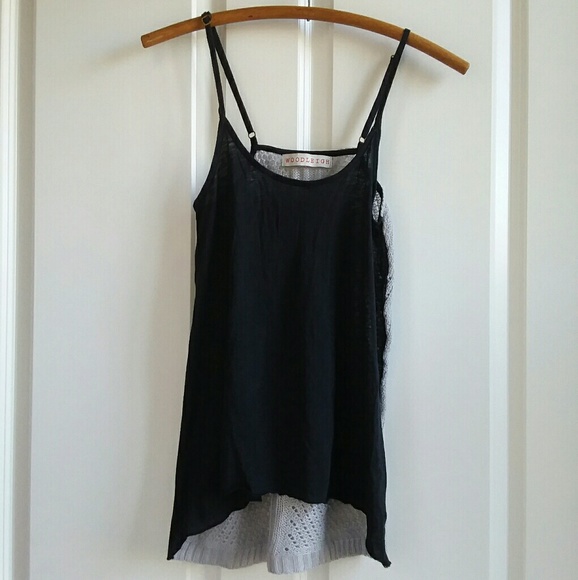 Woodleigh Black Gray Flow Sheer Burnout Knit Cami - Picture 1 of 6